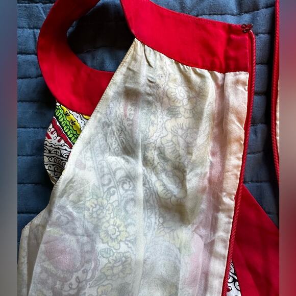 Tibi New York Sz 8 paisley Silk Dress Bright Colors Preppy Designer Resort Party - Picture 15 of 16